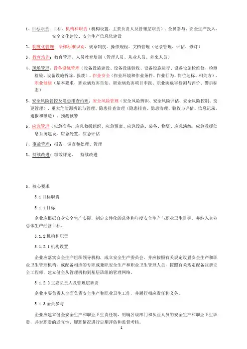 安全生产标准化八大要素
