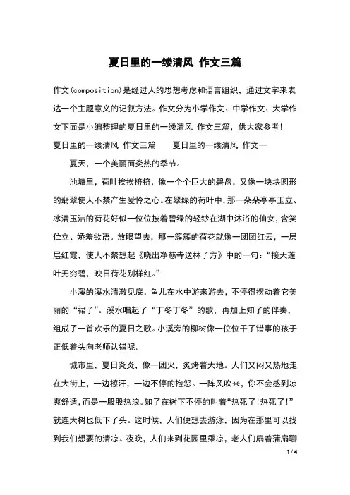 夏日里的一缕清风 作文三篇