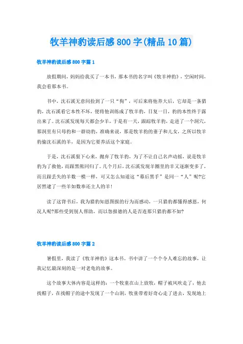 牧羊神豹读后感800字(精品10篇)