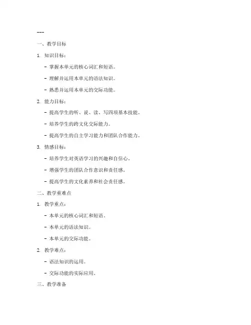 职业高中英语教案模板范文