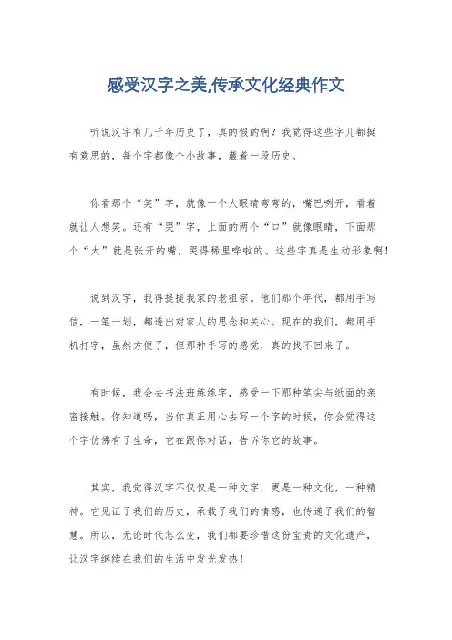 感受汉字之美,传承文化经典作文