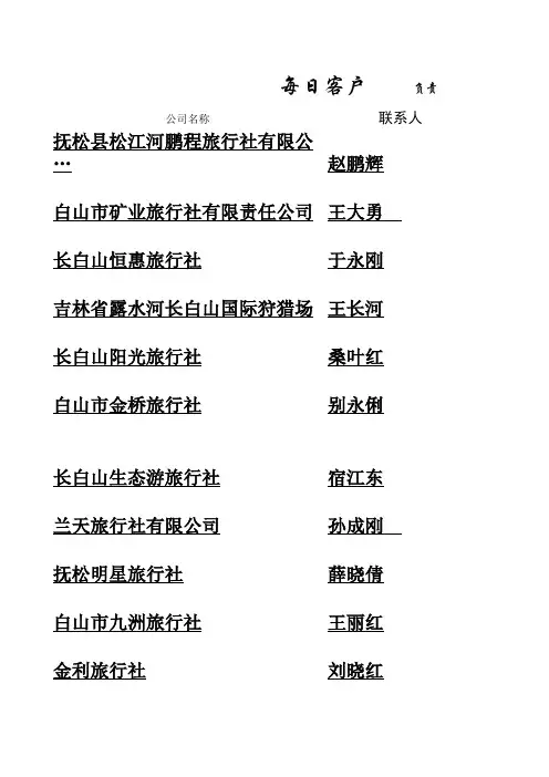 白山旅行社名录