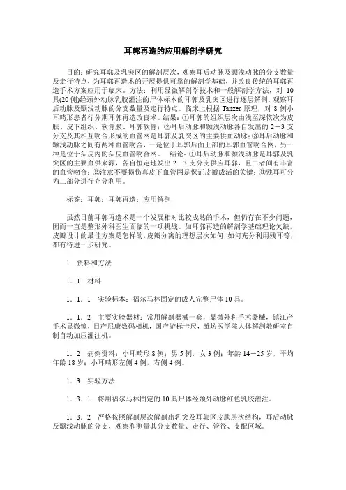 耳郭再造的应用解剖学研究