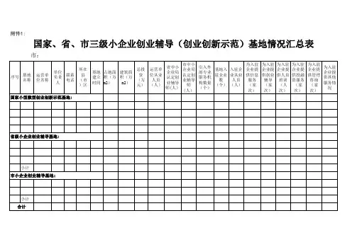 创业创新示范基地情况表