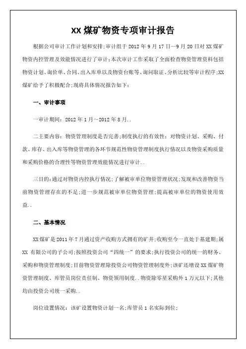 煤矿物资专项审计报告