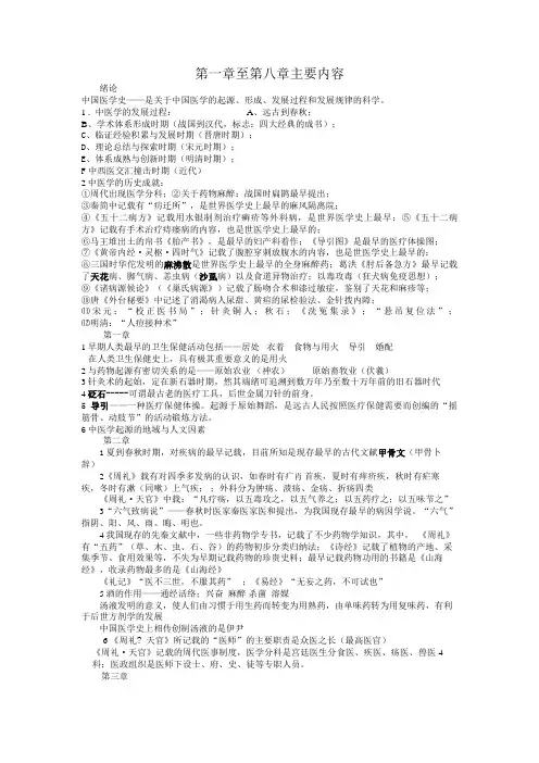 中国医学史至主要内容