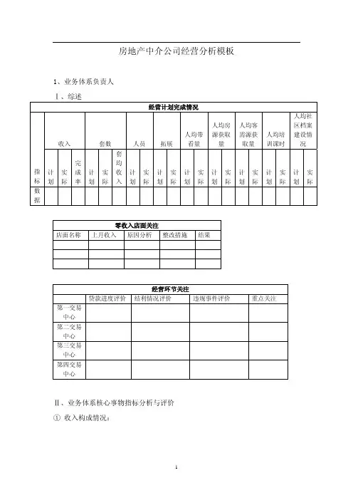 房地产中介公司经营分析模板