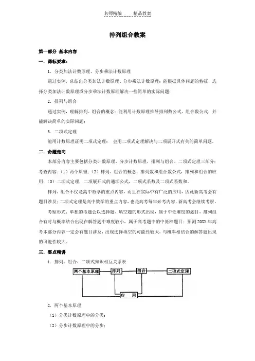 人教版中职数学(拓展模块)3.1《排列、组合与二项式定理》word教案