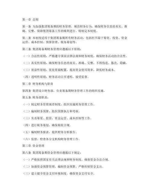 集团筹备期财务管理制度