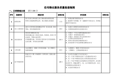 住宅物业服务质量检查细则1-日常管理分项