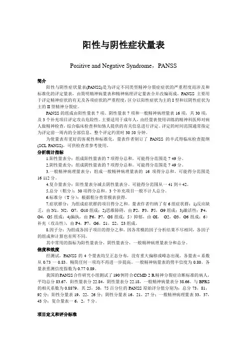 阳性与阴性症状量表PANSS