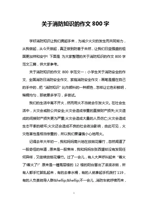 关于消防知识的作文800字
