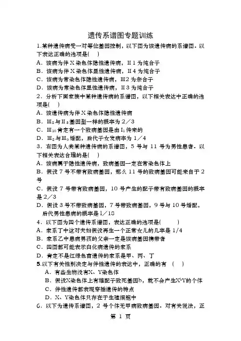 高中生物遗传系谱图专题训练二