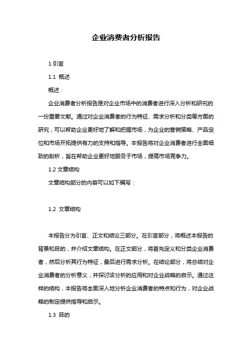 企业消费者分析报告
