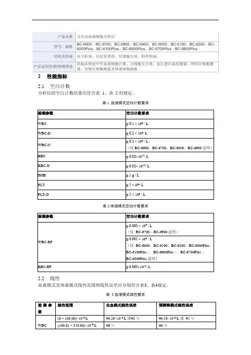 全自动血液细胞分析仪产品技术要求mairui1