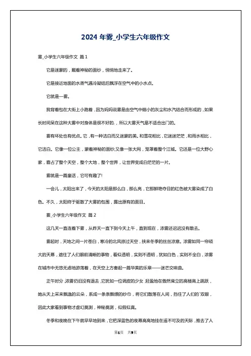 2024年雾_小学生六年级作文