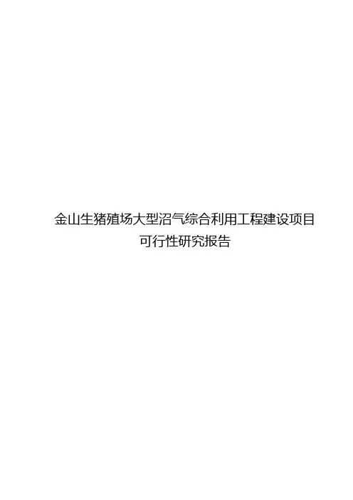 金山生猪殖场大型沼气综合利用工程建设项目可行性研究报告