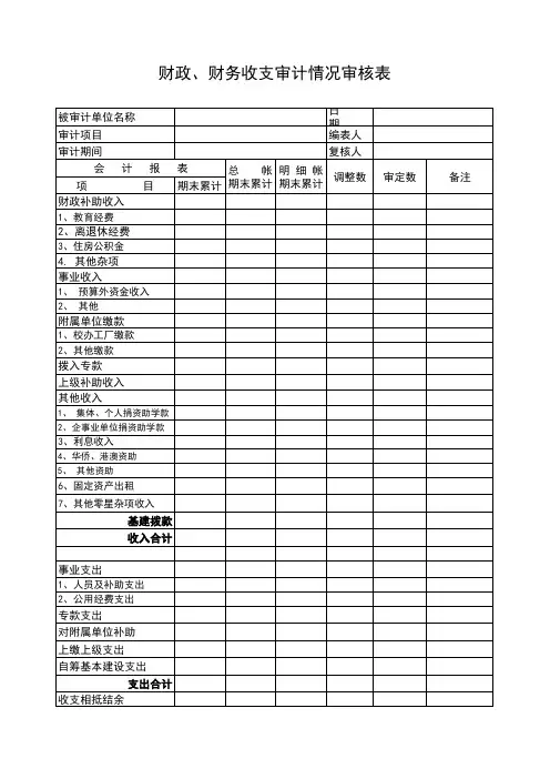 财政财务收支审计情况审核表Excel模板