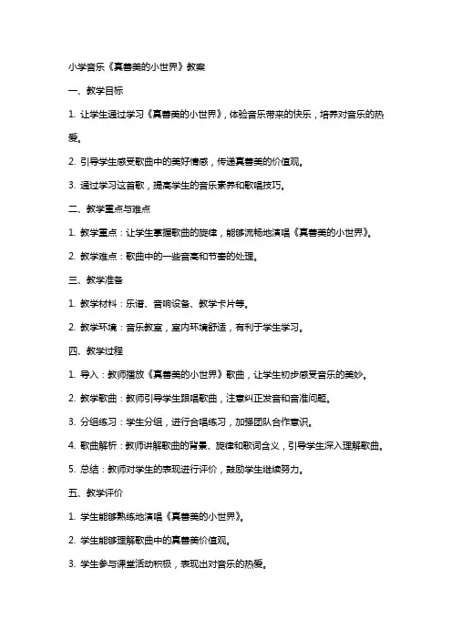 小学音乐《真善美的小世界》教案