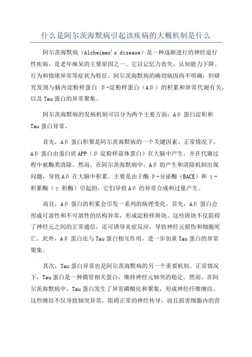 什么是阿尔茨海默病引起该疾病的大概机制是什么
