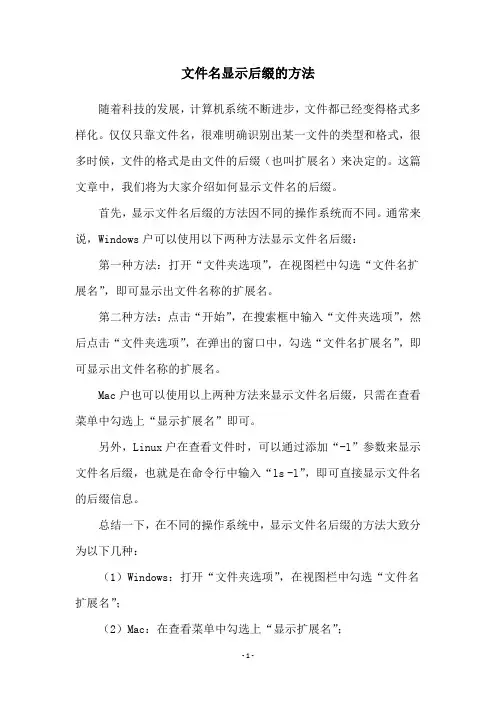 文件名显示后缀的方法