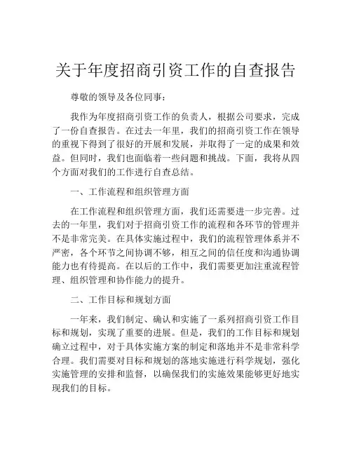 关于年度招商引资工作的自查报告