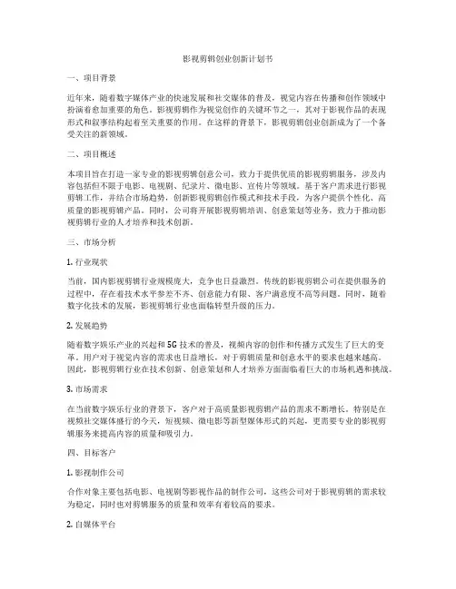 影视剪辑创业创新计划书