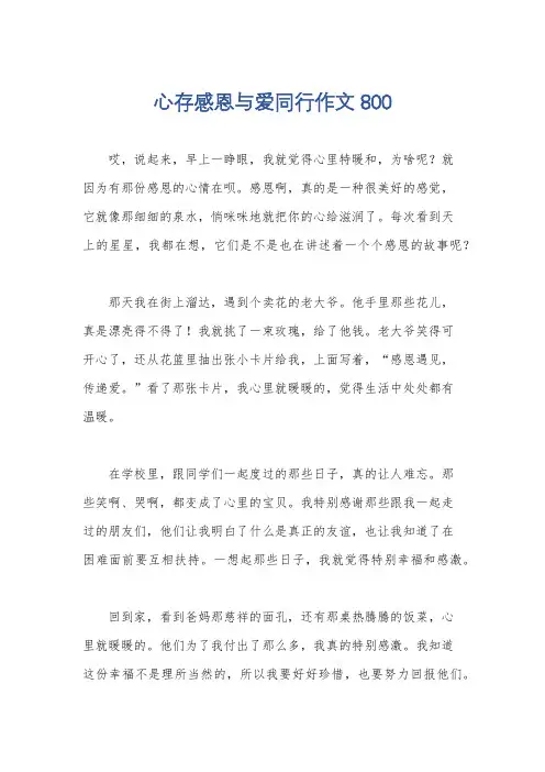心存感恩与爱同行作文800