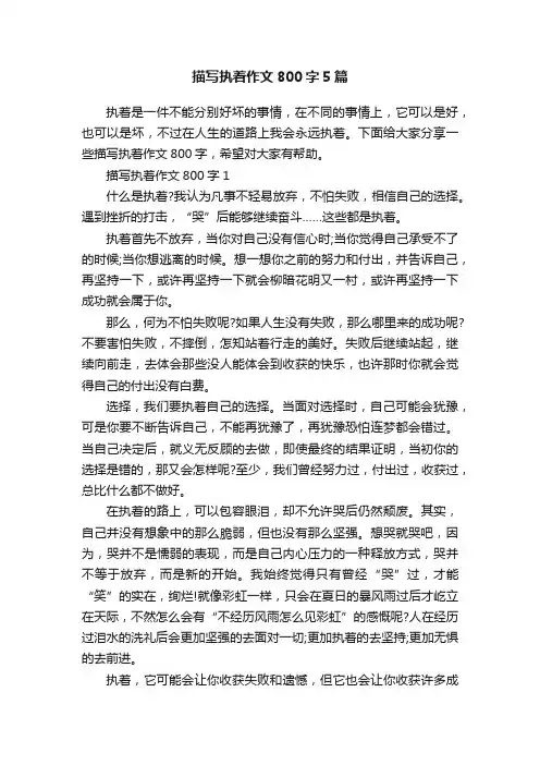 描写执着作文800字5篇
