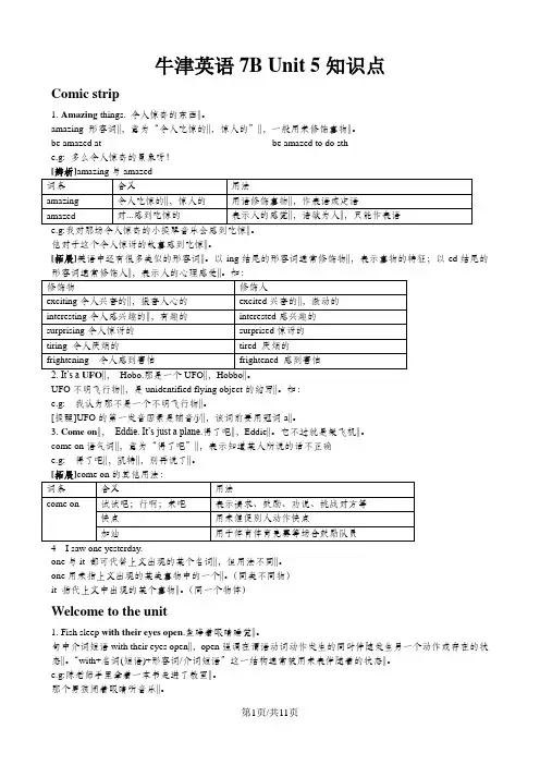 牛津译林英语7BUnit 5知识点总结(无答案)