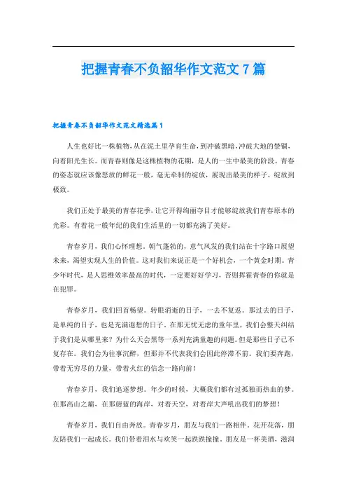 把握青春不负韶华作文范文7篇