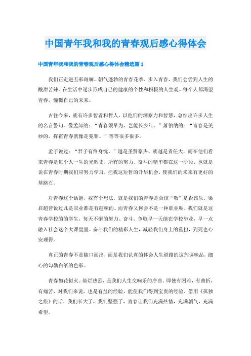 中国青年我和我的青春观后感心得体会
