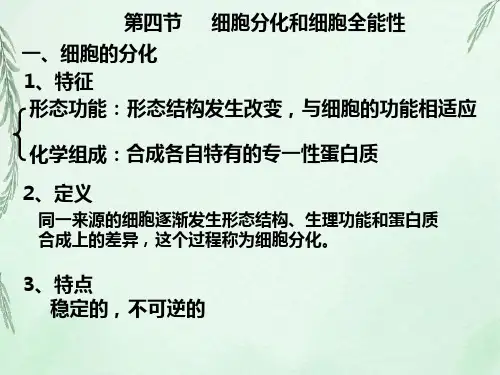 细胞分化和植物细胞的全能性