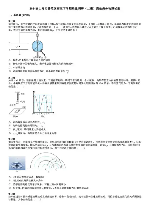 2024届上海市普陀区高三下学期质量调研(二模)高效提分物理试题