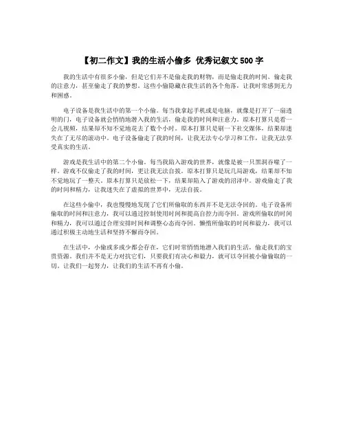 【初二作文】我的生活小偷多 优秀记叙文500字