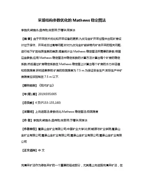 采场结构参数优化的Mathews稳定图法
