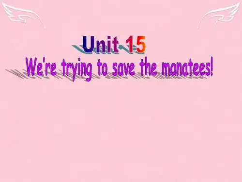 甘肃省兰州市榆中七中九年级英语《Unit 15We’re trying to save the manatees!》课件