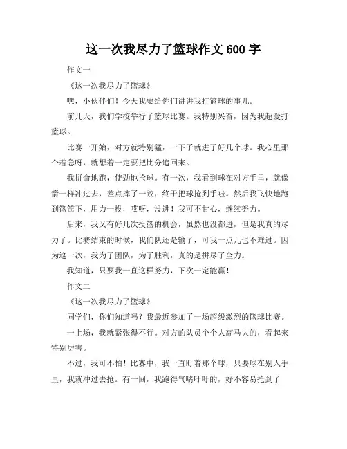 这一次我尽力了篮球作文600字