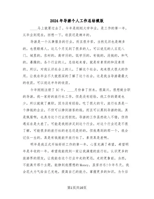 2024年导游个人工作总结模版(6篇)