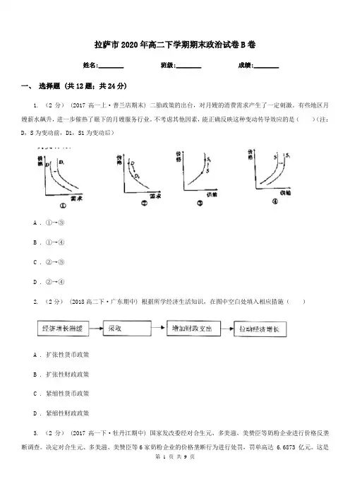 拉萨市2020年高二下学期期末政治试卷B卷