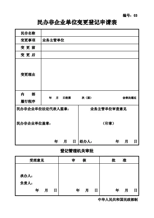 C4 填报说明 民办非企业单位业务主管单位变更登记