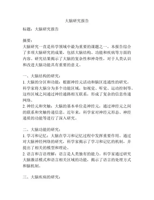大脑研究报告
