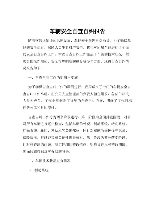 车辆安全自查自纠报告