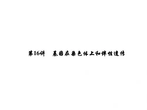 2019届高考生物一轮复习 第五单元 遗传的基本规律 第16讲 基因在染色体上和伴性遗传