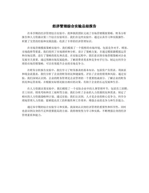 经济管理综合实验总结报告