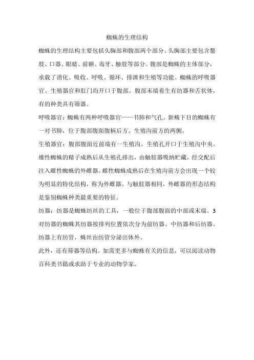 蜘蛛生理结构