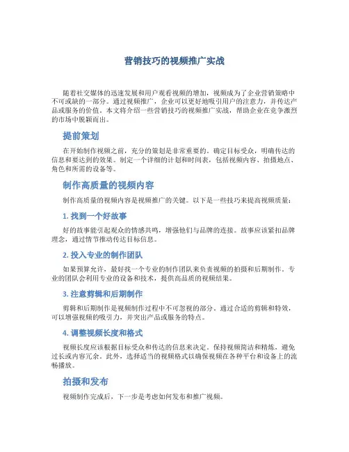 营销技巧的视频推广实战