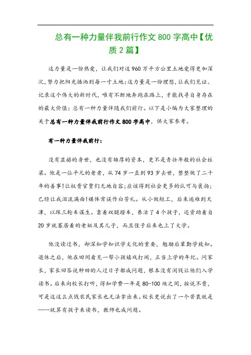 总有一种力量伴我前行作文800字高中【优质2篇】