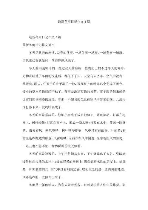最新冬雨日记作文5篇