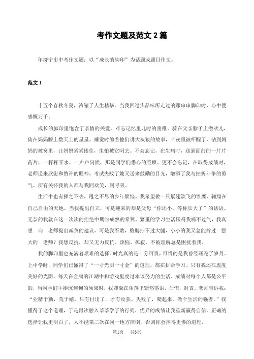 2020年济宁市中考作文题及范文2篇